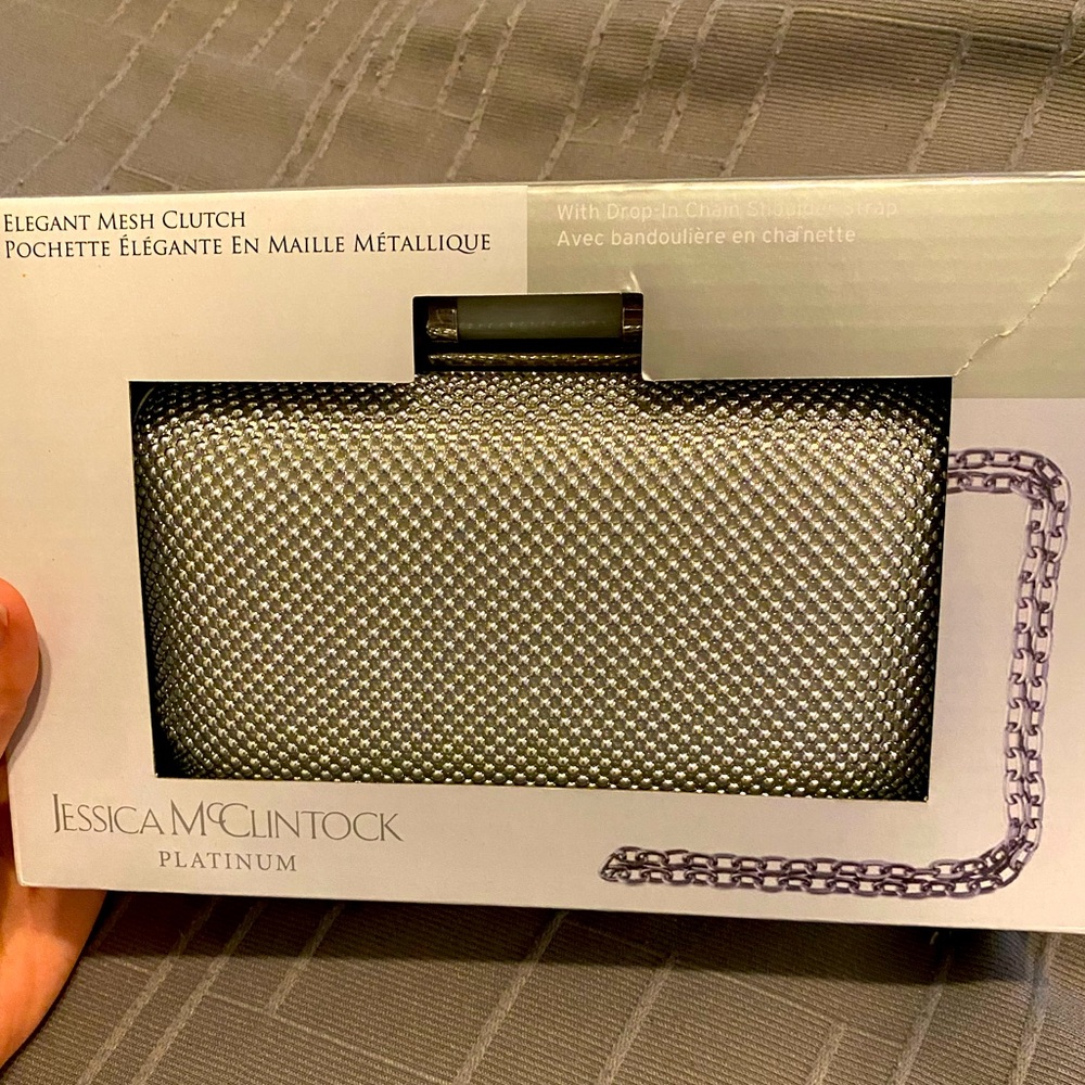 Jessica McClintock Platinum Elegant Mesh Clutch